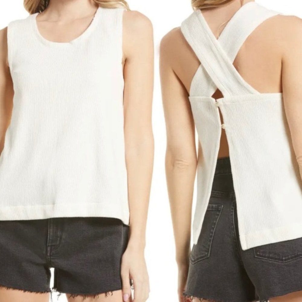 Madewell Ottoman Jacquard Cross Back Tank Size XL